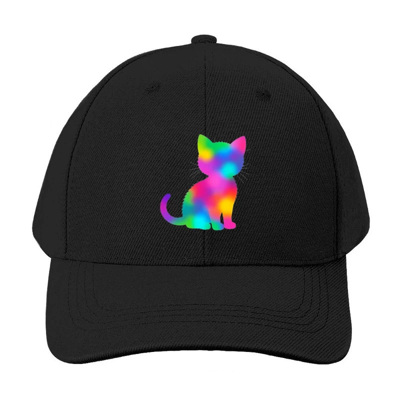 Rainbow Gradient Cat Silhouette Art Baseball Cap