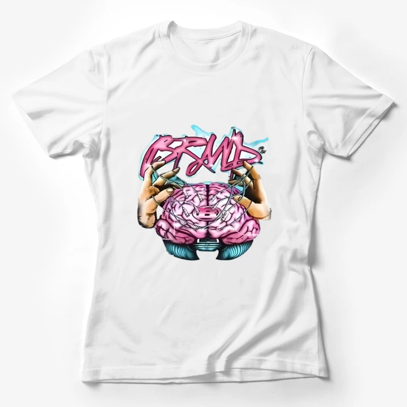 Design graphique avec cerveau et mains en style graffiti Femme T-Shirt
