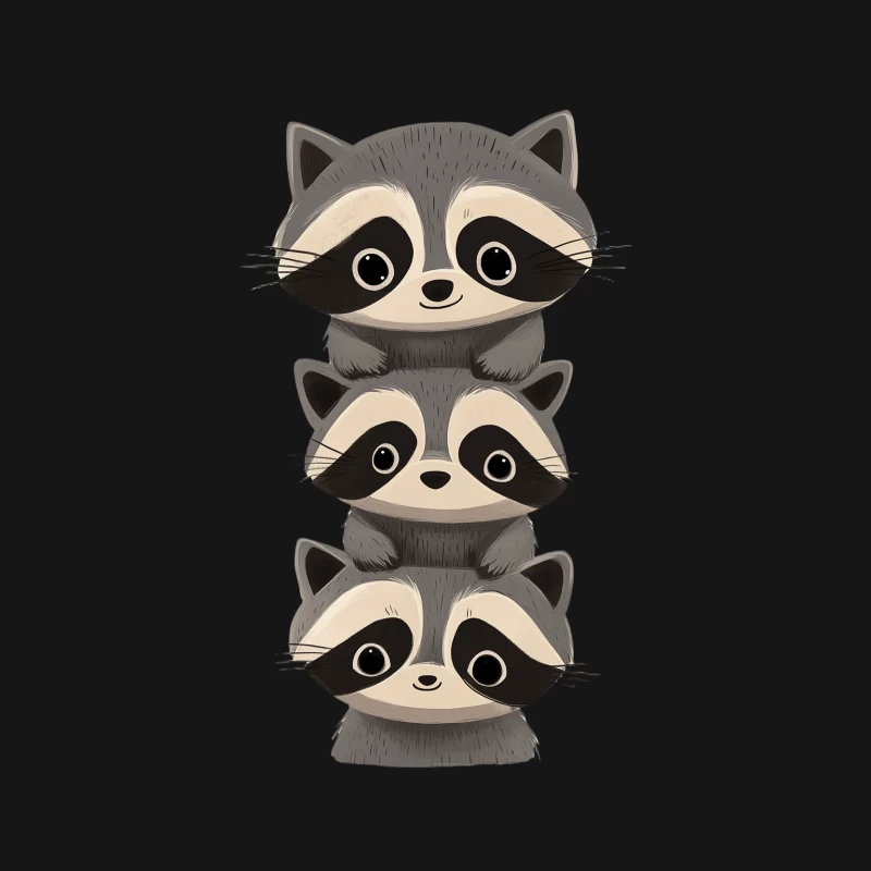 Cute Stacked Cartoon Raccoons Illustration Male Long Sleeve T-Shirt