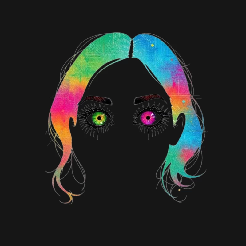 Artistic Rainbow Portrait with Heterochromatic Eyes Mouse Pad