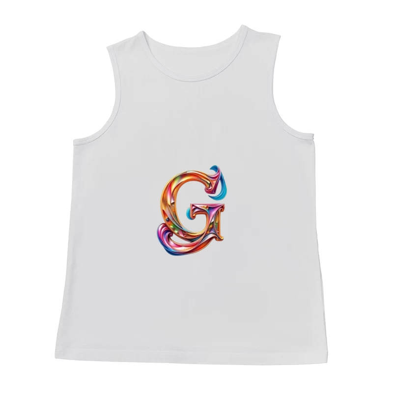 Colorful 3D Typography: Decorative Letter G with Swirling Gradient Pattern Male Tank Top