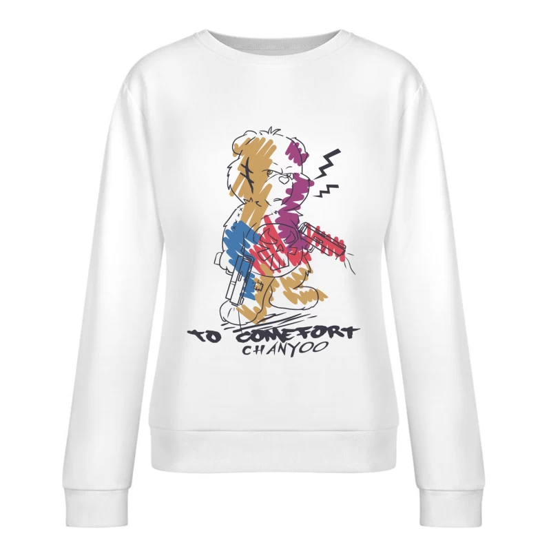 Farbenfrohes tierisches Design mit Kaffee Damen Pullover Sweatshirt