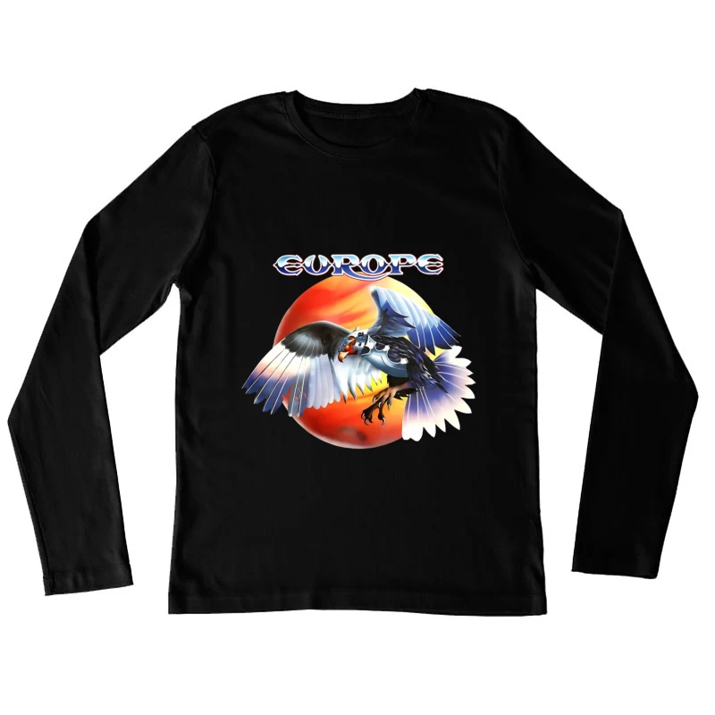 Europe Band Logo with Majestic Eagle Against Sunset Female Long Sleeve T-Shirt