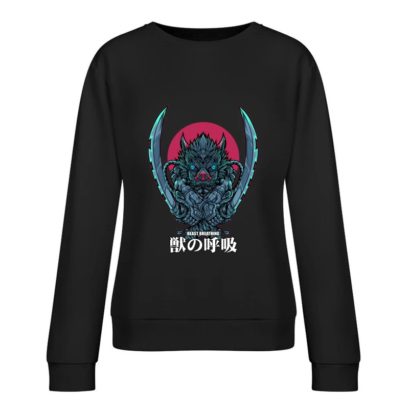 Beast Breathing Character Illustration Female Pullover Sweatshirt