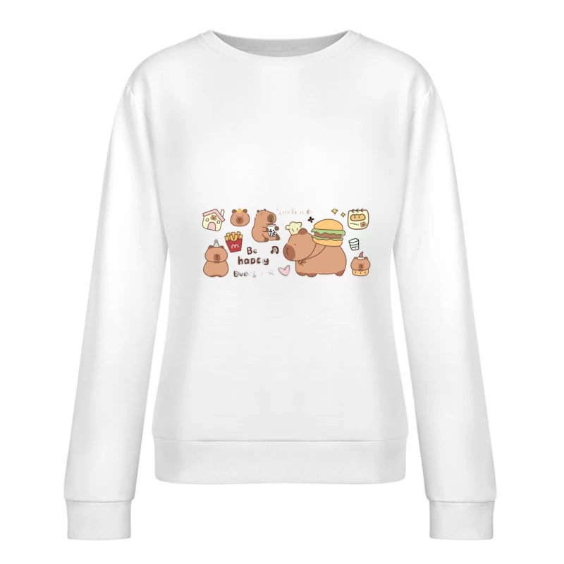 Capybara avec Burger et Frites Femme Sweat-shirt à enfiler