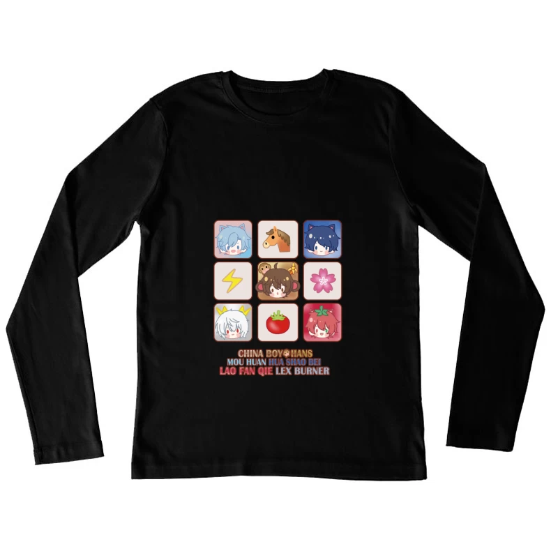 Niedliche Avatare und Symbole Damen Langarm T-Shirt