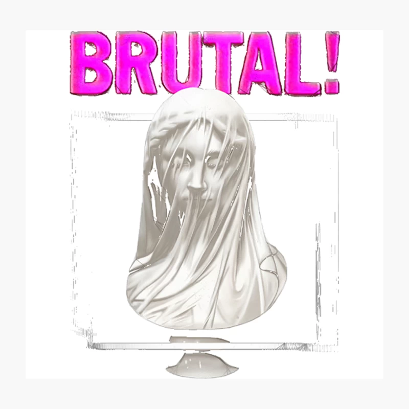 BrutalAesthetic Statue Graphic Design Throw Pillow