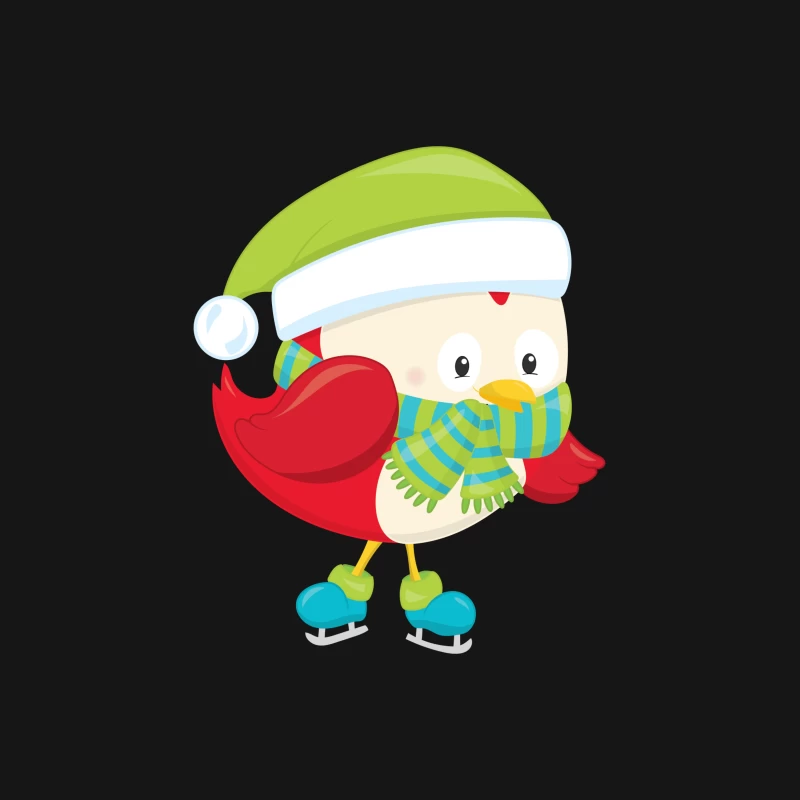 Oiseau mignon avec bonnet et écharpe en patinage Femme T-Shirt