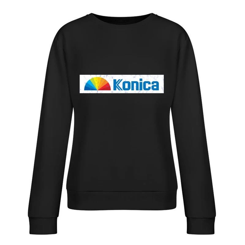 Konica Corporate Logo with Rainbow Semicircle Design Female Pullover Sweatshirt