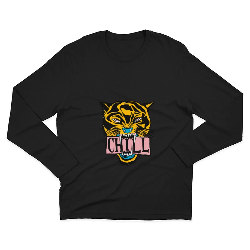 Tiger-Design mit Chill-Nachricht Herren Langarm T-Shirt