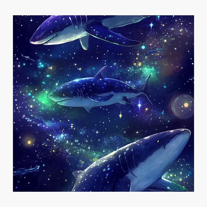 Cosmic Sharks Swimming Through Galactic Waters Throw Pillow
