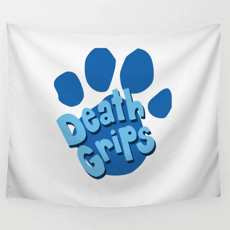 Death Grips Blue Paw Print Logo Design Tapestry