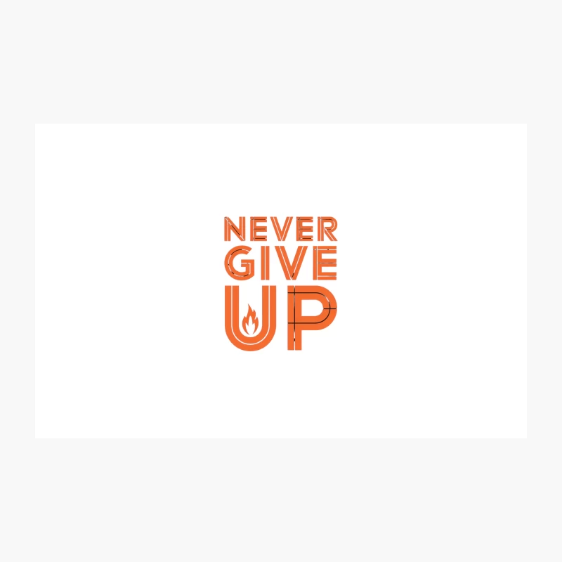 Fiery Motivation: Never Give Up Typography Travel Mug