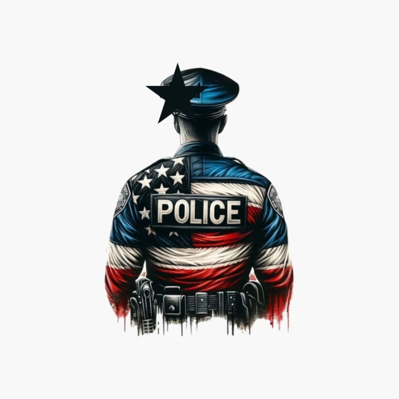 Patriotic Police Art Illustration Cotton Tote Bag