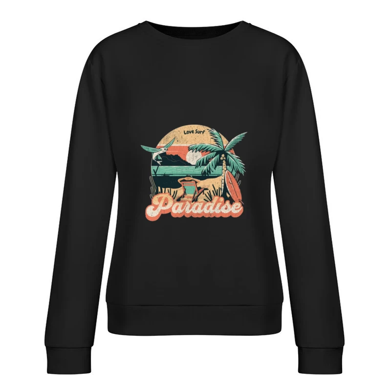 Paradies Surfstrand Illustration Damen Pullover Sweatshirt