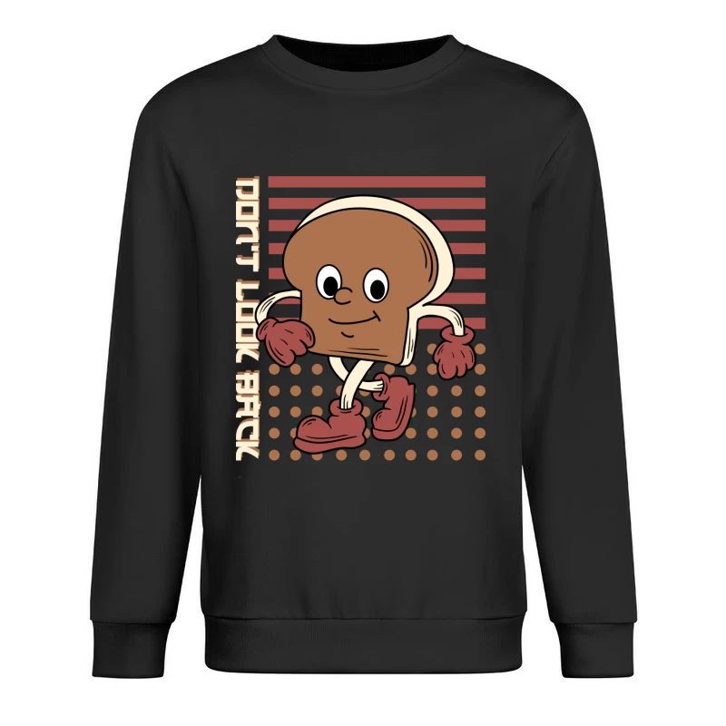 Cheerful Walking Bread Character Male Pullover Sweatshirt