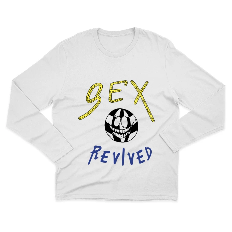 Bunte Schrift mit lustigem Gesicht Herren Langarm T-Shirt