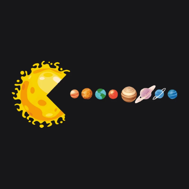 Pac-Man Sonne schluckt Sonnensystem Damen Pullover Hoodie