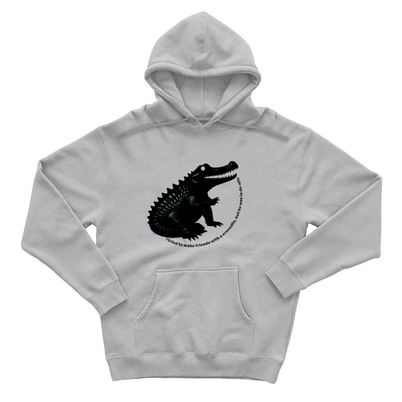 Friendly Black Dinosaur Silhouette with Friendship Quote Male Pullover Hoodie