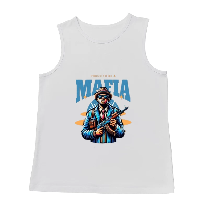 Vintage-Style Mafia Gangster Illustration with Weapon Male Tank Top