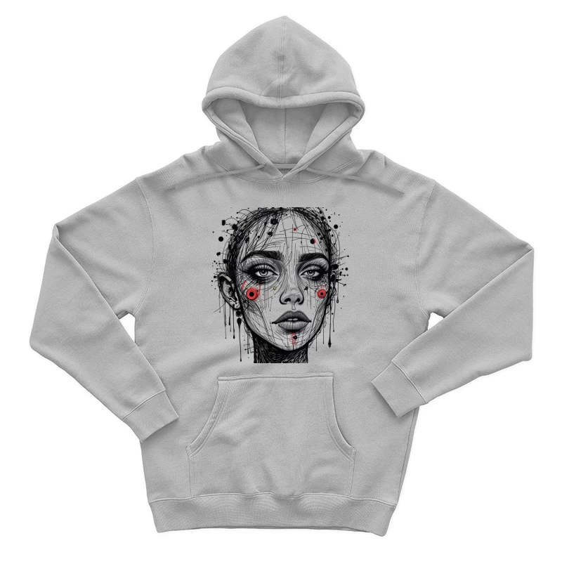 Futuristic Abstract Portrait Illustration Male Pullover Hoodie