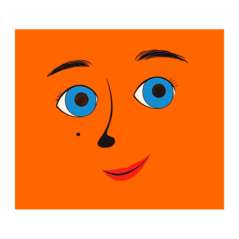 Minimalist Cartoon Face with Blue Eyes and Red Lips Tapestry