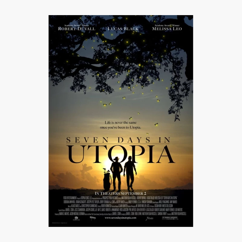 Dramatic Family Movie Poster: Silhouettes at Sunset with Fireflies Cotton Tote Bag