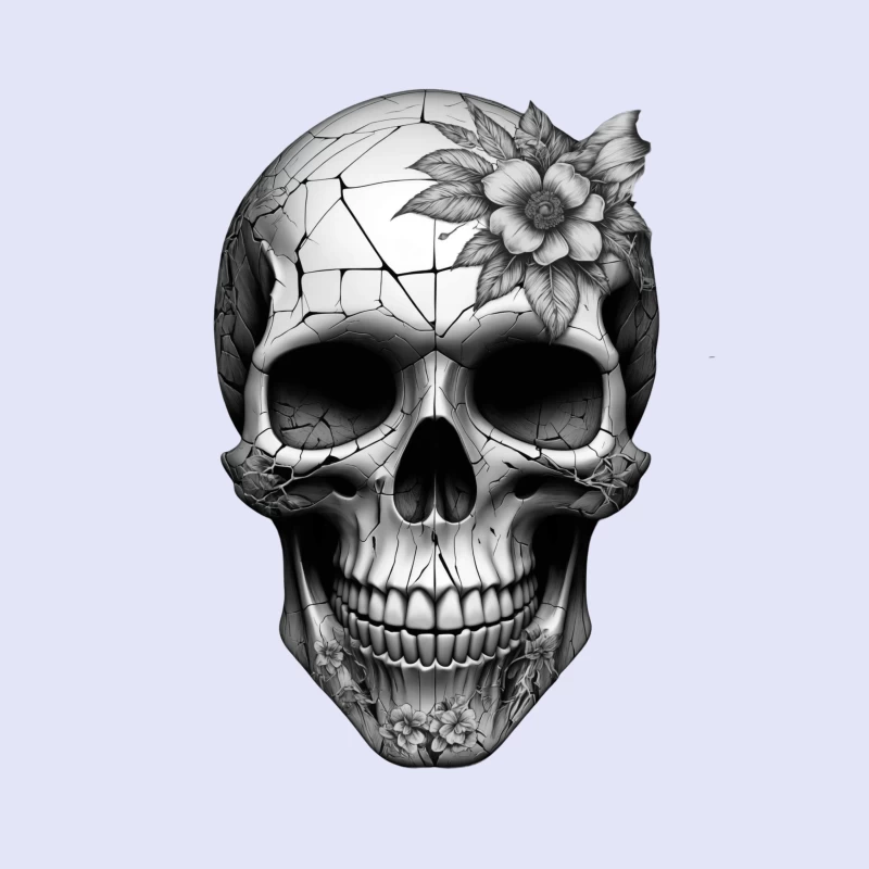 Intricate Floral Skull Design Throw Pillow