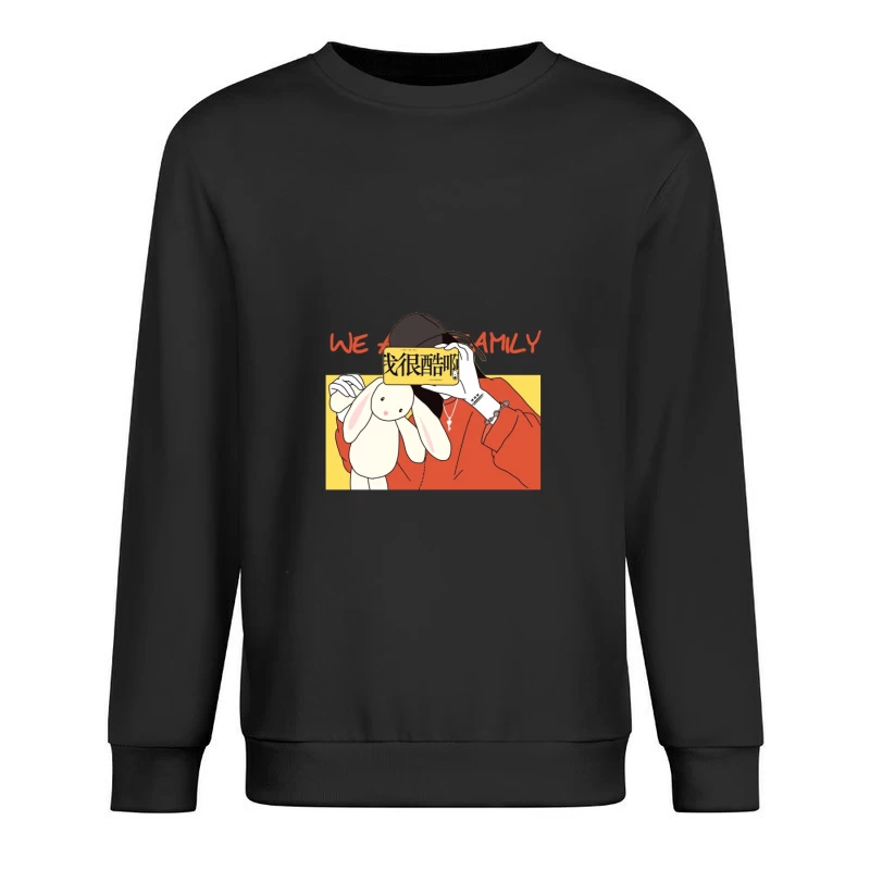 Mädchen mit Häschen und Schild Herren Pullover Sweatshirt