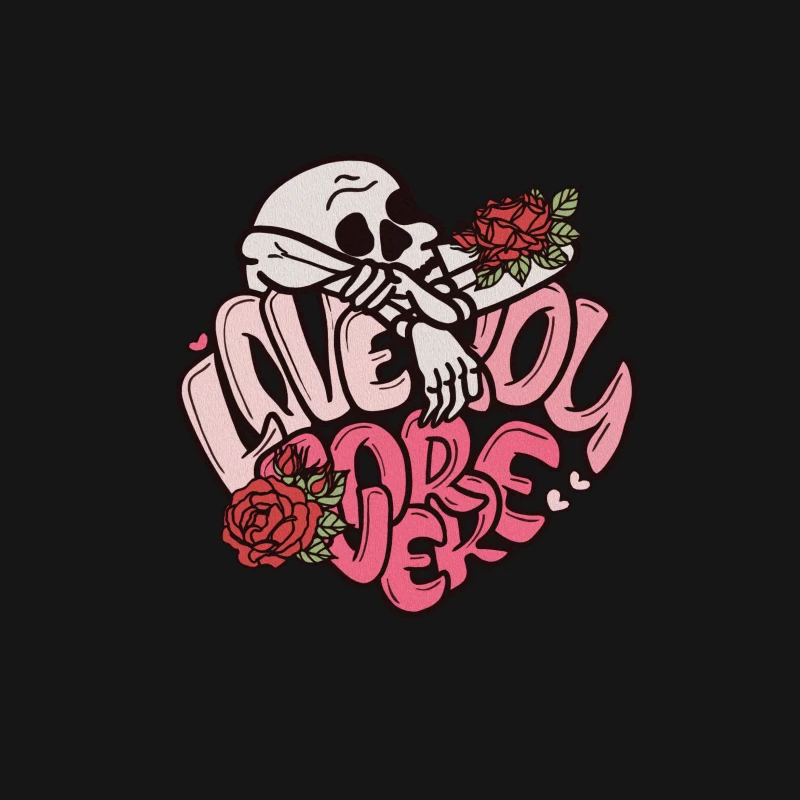 Liebe für immer mit Skelett und Rosen Herren T-Shirt
