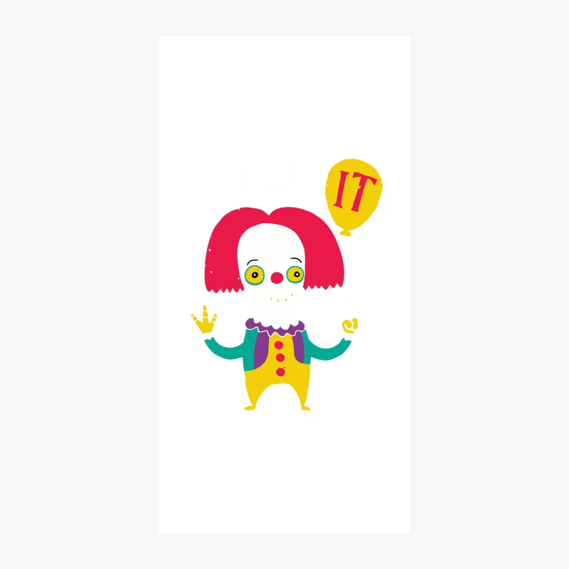 Colorful Cartoon Clown with IT Balloon: Creepy Horror Character iPhone Case