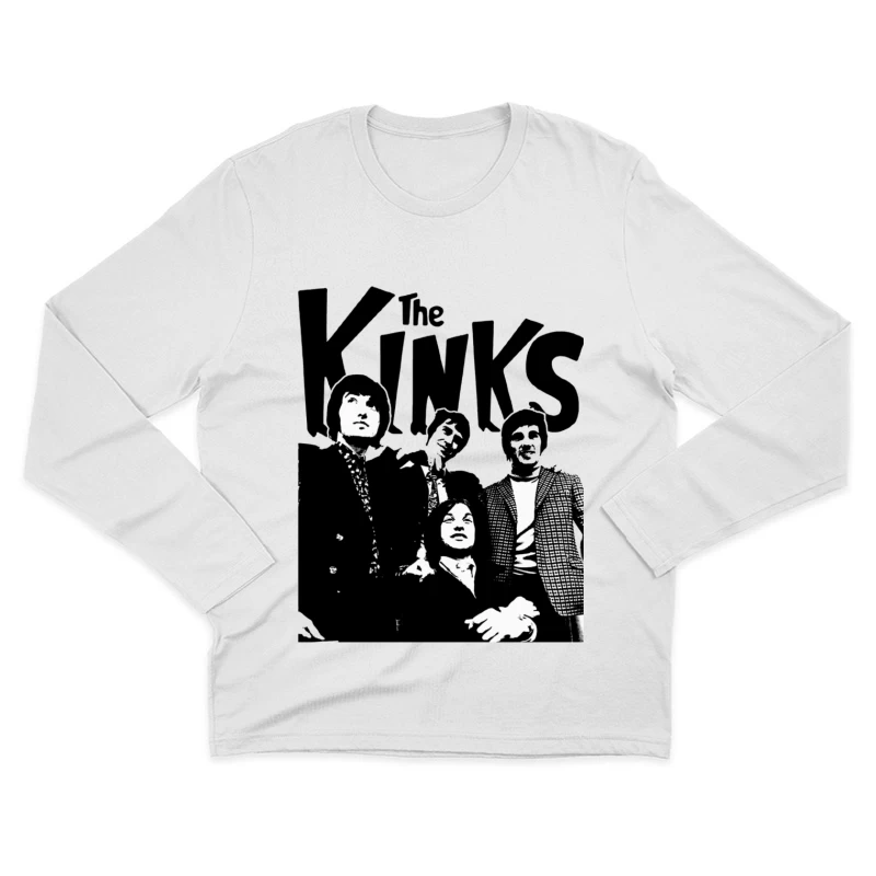 The Kinks: Iconic 1960s British Rock Band in Black and White Male Long Sleeve T-Shirt