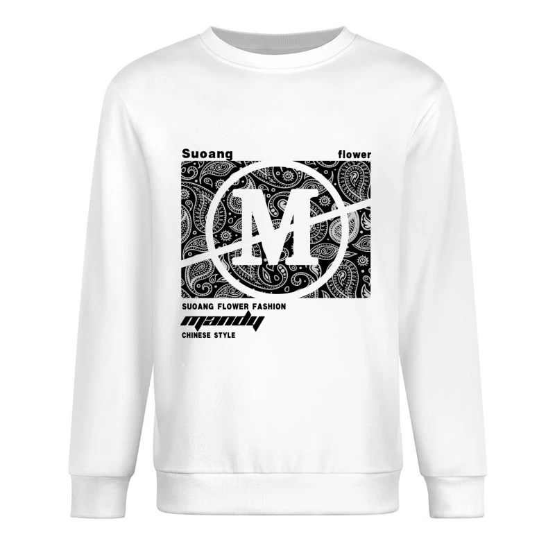 Paisley Muster mit Buchstaben Herren Pullover Sweatshirt