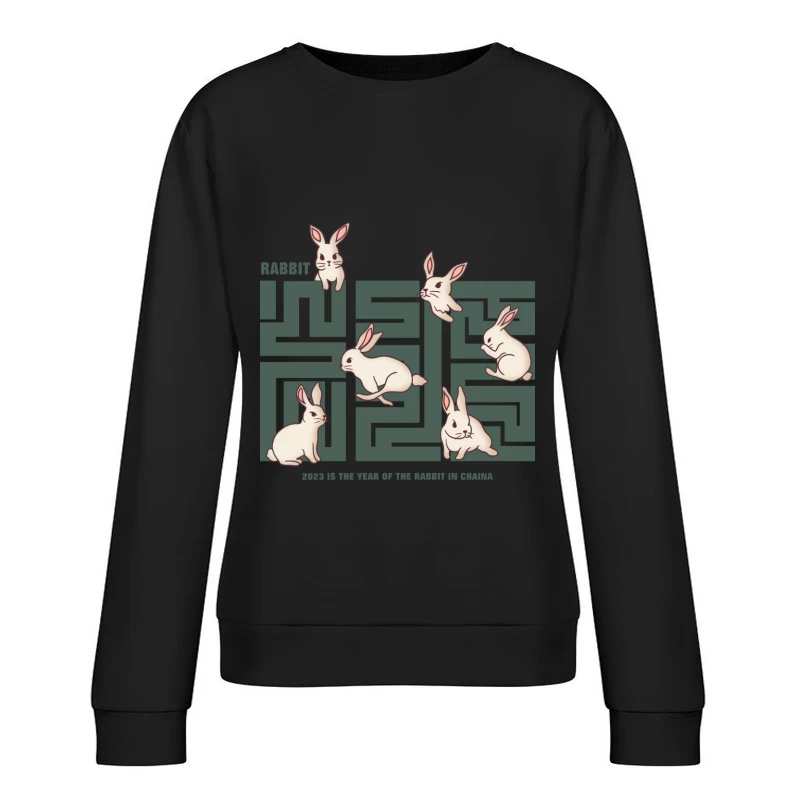 Jahr des Hasen 2023 - Labyrinth Design Damen Pullover Sweatshirt