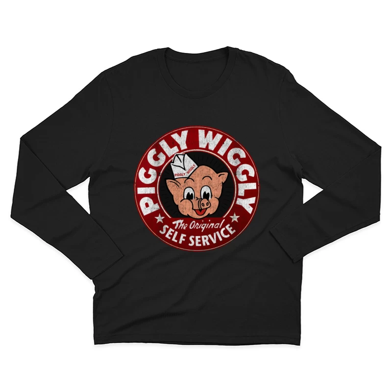 Vintage Piggly Wiggly Self-Service Grocery Store Logo Male Long Sleeve T-Shirt