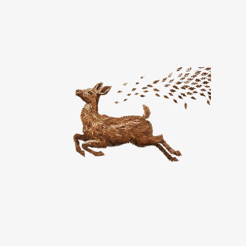 Autumnal Deer in Motion: Illustrated Nature Scene Male Pullover Sweatshirt