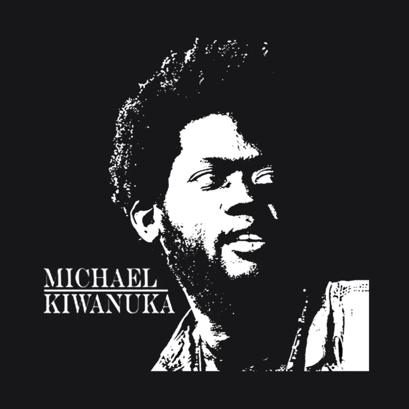 Black and White Line Art Portrait of Michael Kiwanuka Male Pullover Hoodie