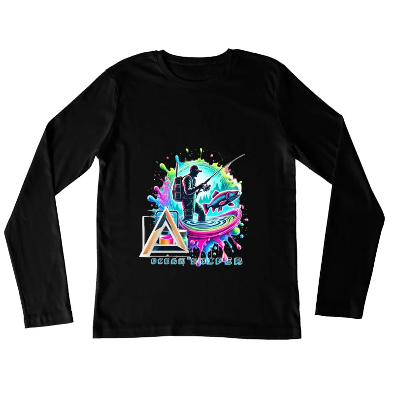 Vibrant Ocean Sport Fisher Abstract Art Design Female Long Sleeve T-Shirt