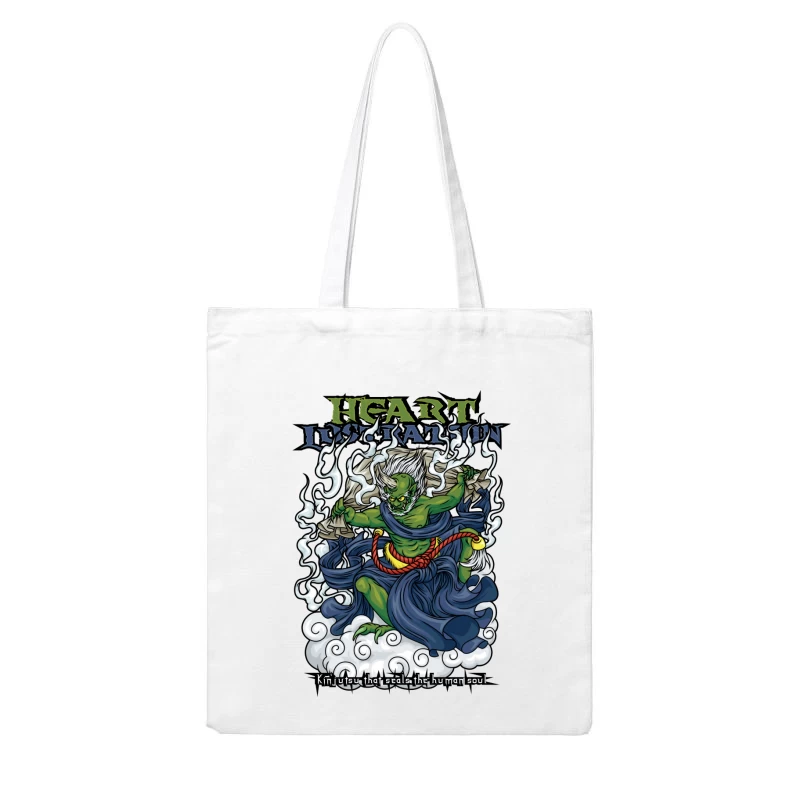 Demon Illustration with Kintsutsu Theme Cotton Tote Bag