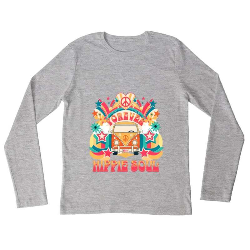 Bunter Hippie-Bus mit Frieden Damen Langarm T-Shirt