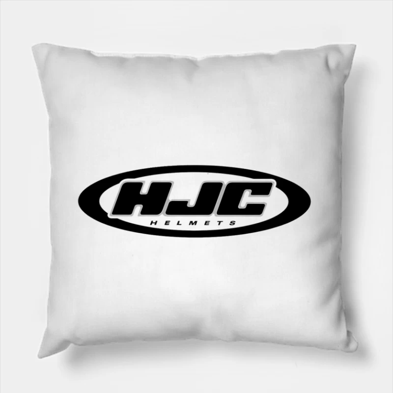 HJC Helmets Motorcycle Brand Logo in Black and White Throw Pillow