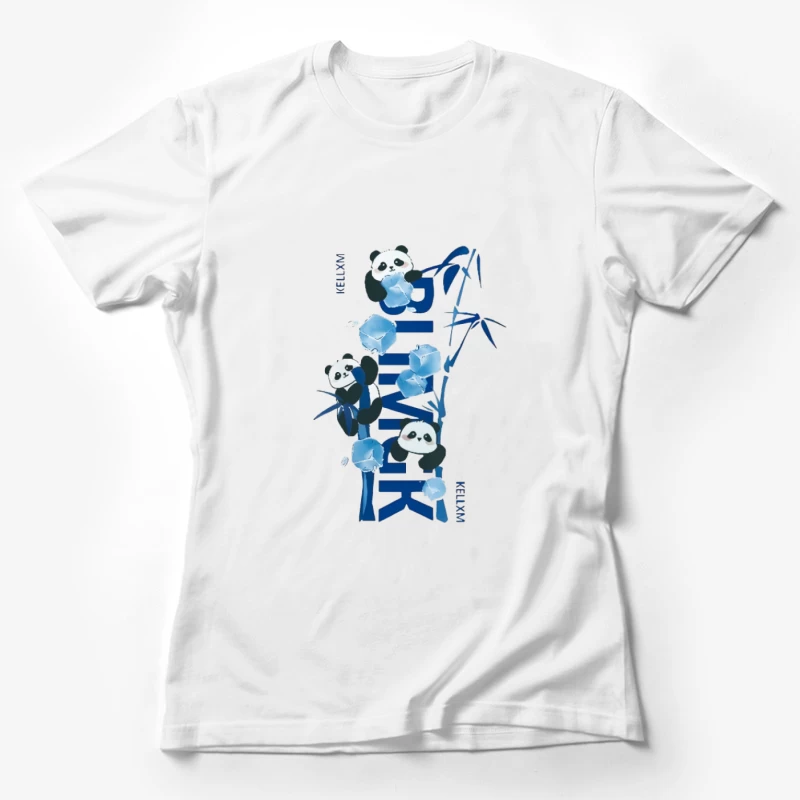Pandas avec art de bambou bleu Femme T-Shirt