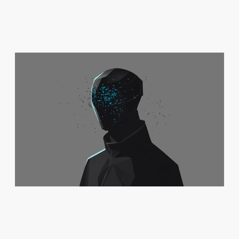 Futuristic AI Silhouette: Digital Cyberpunk Abstraction Travel Mug