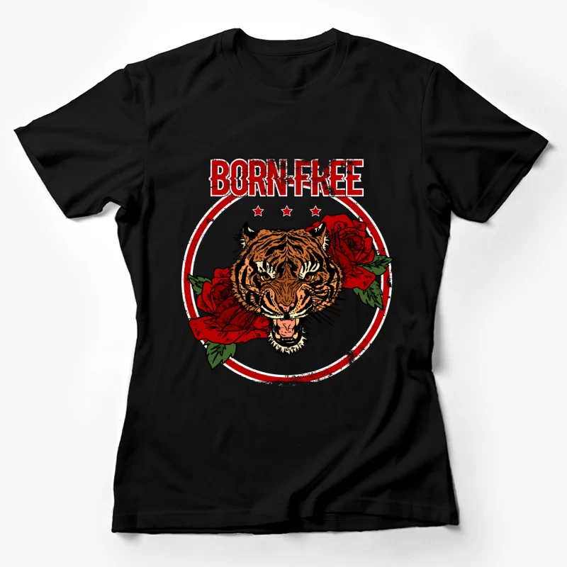 Tigre audacieux avec roses Femme T-Shirt