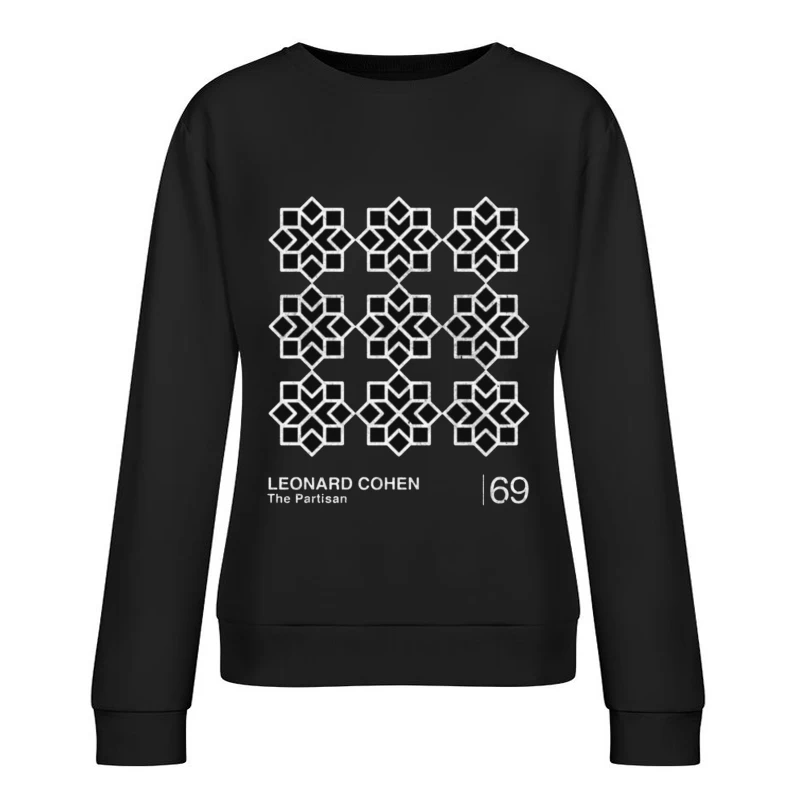 Leonard Cohen's "The Partisan" Minimalist Album Cover with Geometric Star Pattern Female Pullover Sweatshirt