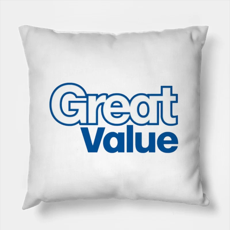 Great Value Walmart Store Brand Logo in Blue Text Throw Pillow