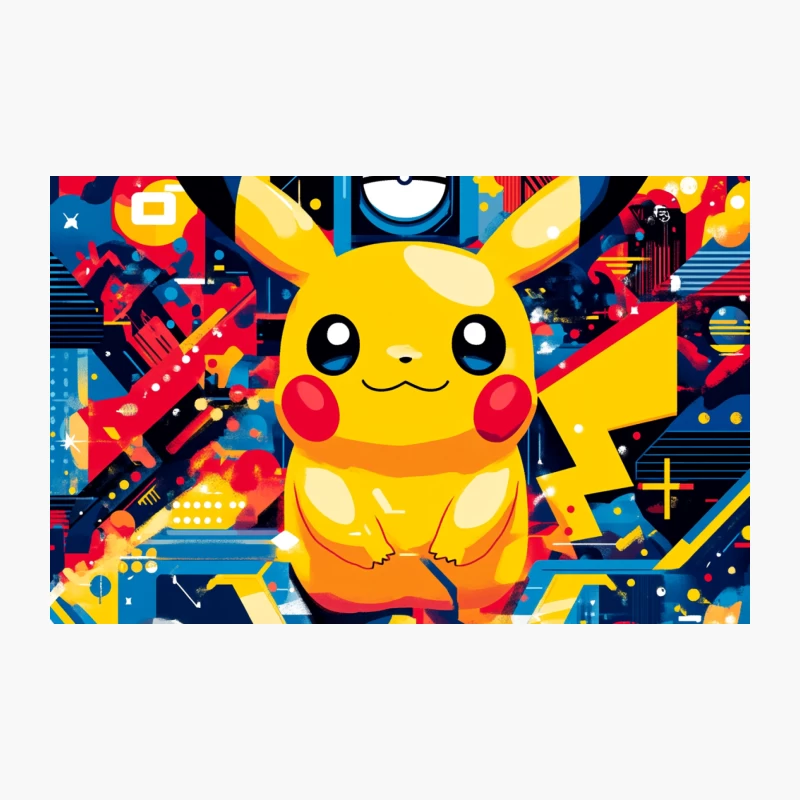 Vibrant Pikachu: Pokemon Icon in Abstract Geometric World Travel Mug