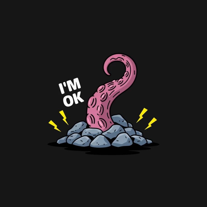 Cartoon Tentacle Emerging from Rocky Ocean Floor Female T-Shirt