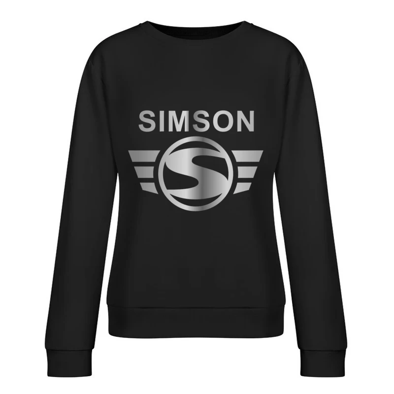 Simson Vintage Motorcycle Brand Logo with Silver Wings Female Pullover Sweatshirt