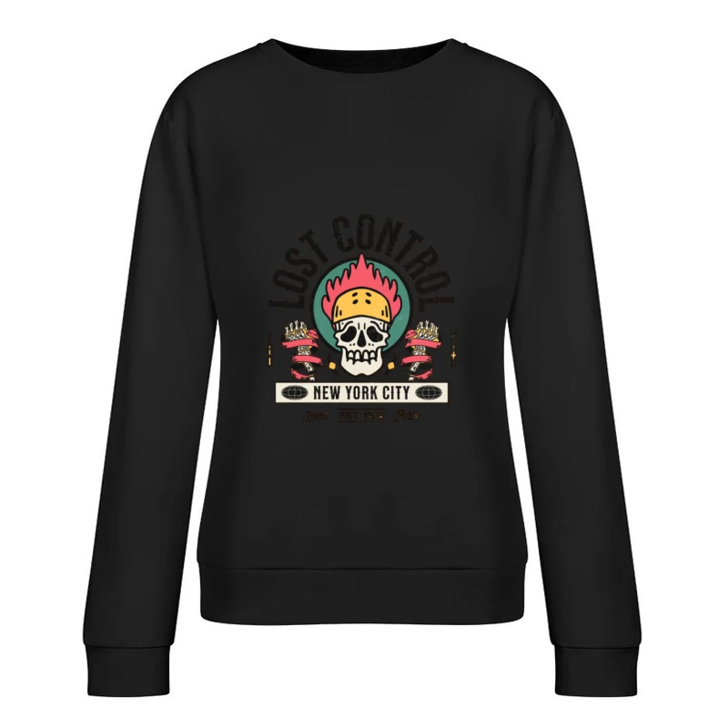 Crâne Perte de Contrôle New York Femme Sweat-shirt à enfiler